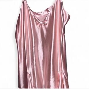 Alpine Butterfly Pastel Pink Glam Satin Slip Dress Cute Bow Adjustable Straps 2X